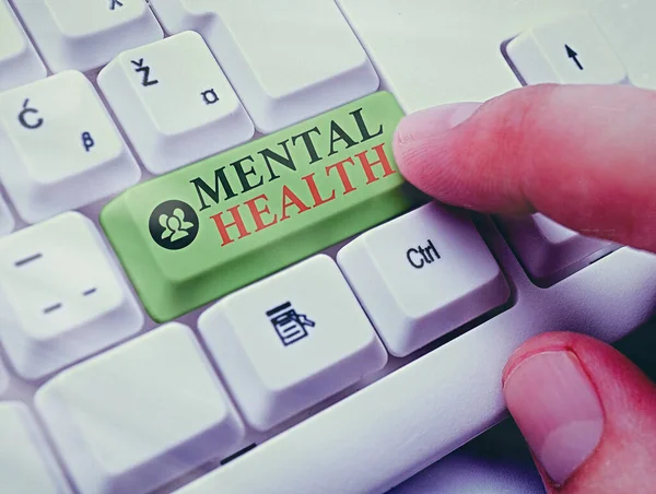 Escribir texto a mano Salud Mental. Concepto que significa una condición de los individuos con respecto a su bienestar psicológico . — Foto de Stock