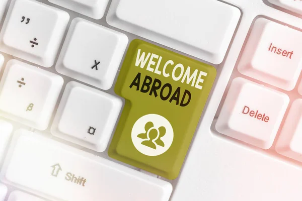 Handwriting text writing Welcome Abroad. Concept meaning something that you say when someone gets on ship. — Stock Photo, Image