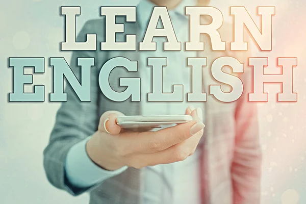 Escritura manual conceptual que muestra Aprende inglés. Foto de negocios mostrando ganancia adquieren conocimiento en nuevo idioma por estudio . —  Fotos de Stock