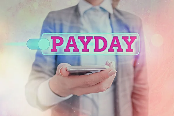 Signo de texto que muestra Payday. Foto conceptual un día en el que a alguien se le paga o espera que se le pague su salario . —  Fotos de Stock
