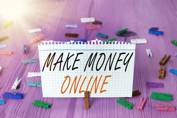 Kézírás szöveg írás pénzt online. Koncepció értelmében nyereséges az interneten keresztül, mint a szabadúszó vagy marketing. — Stock Fotó