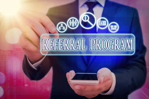 Word writing text Referral Program. Business concept for internal recruitment method employed by organizations. — Stock Photo, Image