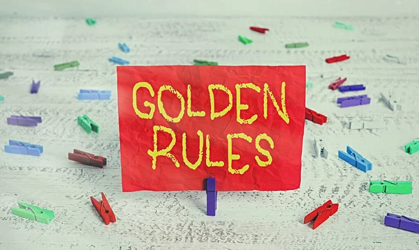 Writing note showing Golden Rules. Business photo showcasing Basic principle that should be followed Important Principle. — Stock Photo, Image