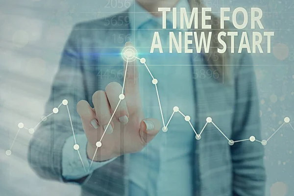 Escrita de mão conceitual mostrando Time For A New Start. Foto de negócios mostrando algo é suposto começar agora Novo trabalho . — Fotografia de Stock