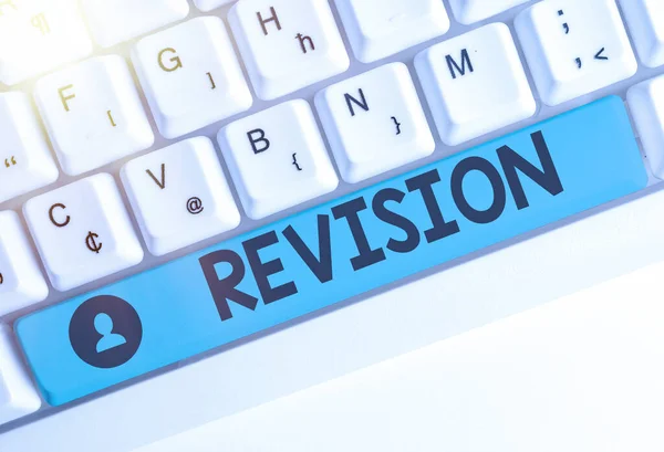 Text sign showing Revision. Conceptual photo action of revising over someone like auditing or accounting. — Stock Photo, Image