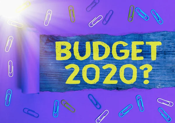 Text sign showing Budget 2020 Question. Conceptual photo estimate of income and expenditure for next year.