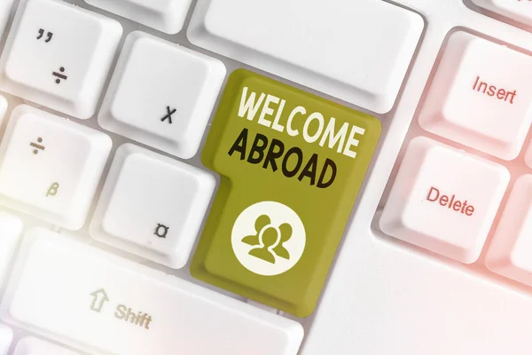 Handwriting text writing Welcome Abroad. Concept meaning something that you say when someone gets on ship. Stock Image