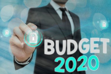 El yazısı metin Bütçe 2020. Gelecek veya cari yıla ait gelir ve gider tahmini anlamına gelen kavram.