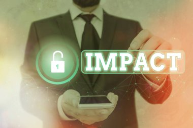 Gösterilen etkisi metin işareti. Kavramsal fotoğraf eylem bir nesne zorla başka temas geliyor.