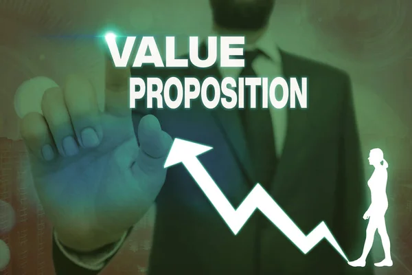 Handskrift text skriva Värde Proposition. Begreppsmässig egenskap som syftar till att göra ett företag eller en produkt attraktiv. — Stockfoto