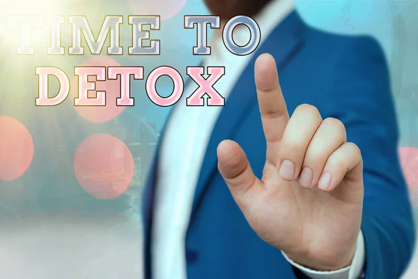 Signo de texto que muestra Time To Detox. Foto conceptual cuando purifica su cuerpo de toxinas o deja de consumir drogas . — Foto de Stock