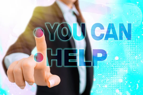 Schreiben Notiz zeigt, dass Sie helfen können. Geschäftsfotos, die etwas Amtliches oder Abgestimmtes zeigen, zielen auf Probleme ab. — Stockfoto