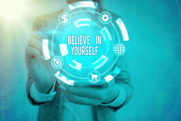 Handwriting text writing Believe In Yourself. Concept meaning common piece of advice that you can do everything. — Stockfoto