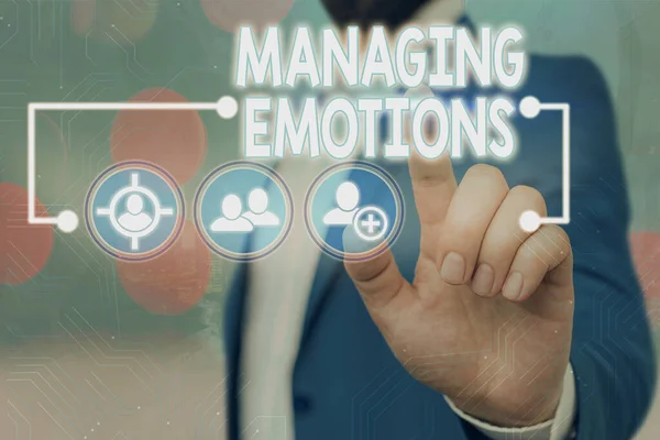 Escrita à mão de texto Managing Emotions. Conceito capacidade de significado estar aberto aos sentimentos e modulá-los em si mesmo . — Fotografia de Stock