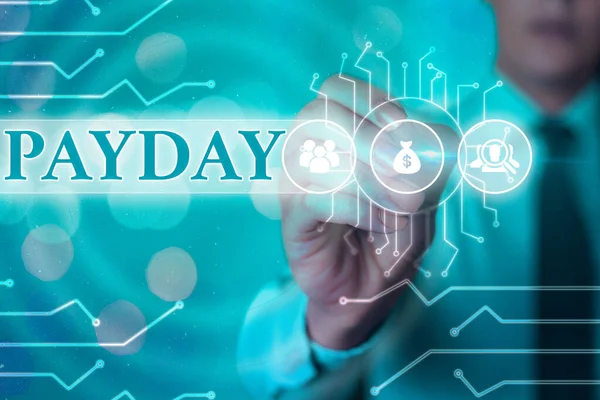 Woord schrijven tekst Payday. Bedrijfsconcept voor een dag waarop iemand wordt betaald of verwacht zijn loon te ontvangen. — Stockfoto