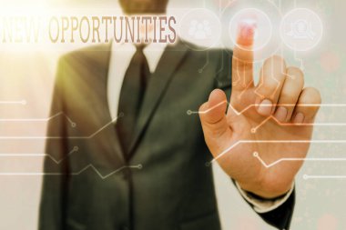 Yeni Fırsatları gösteren not yazma. İş fotoğrafı vitrin döviz görünümleri durumu ulaşmak için olumlu.