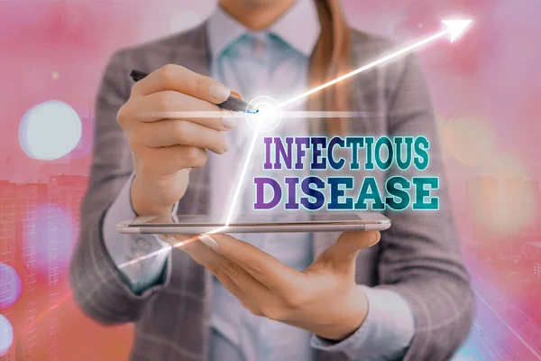 Sinal de texto mostrando Doença Infecciosa. Foto conceitual causada por microrganismos patogênicos, como vírus, e muito mais . — Fotografia de Stock