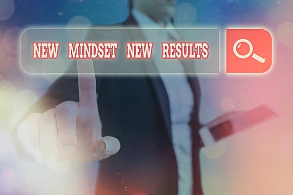 Konceptuell handskrift som visar New Mindset New Results. Business foto hinder är möjligheter att uppnå resultat. — Stockfoto
