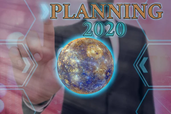 Передача тексту Planning 2020. Концептуальний процес створення планів для чогось наступного року Елементи цього зображення, надані НАСА. — стокове фото