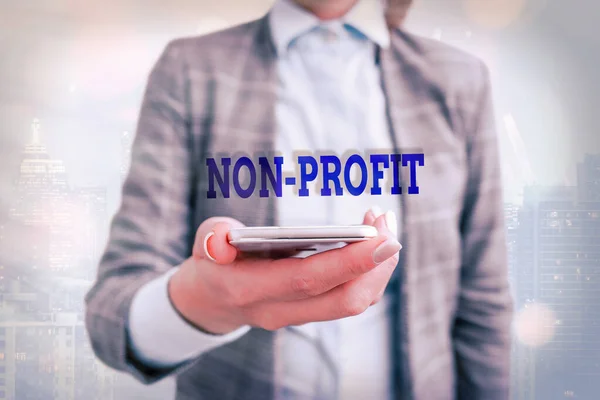 Scrittura concettuale a mano che mostra No Profit. Business foto che mostra il tipo di organizzazione che non guadagna profitti per i suoi proprietari . — Foto Stock
