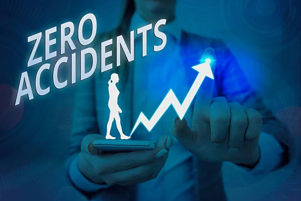 Texte manuscrit Zéro accident. Concept signifiant stratégie importante pour prévenir les accidents du travail . — Photo