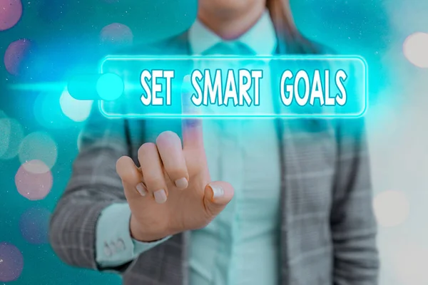Word writing text Set Smart Goals. Business concept for list to clarify your ideas focus efforts use time wisely. — Stock Photo, Image