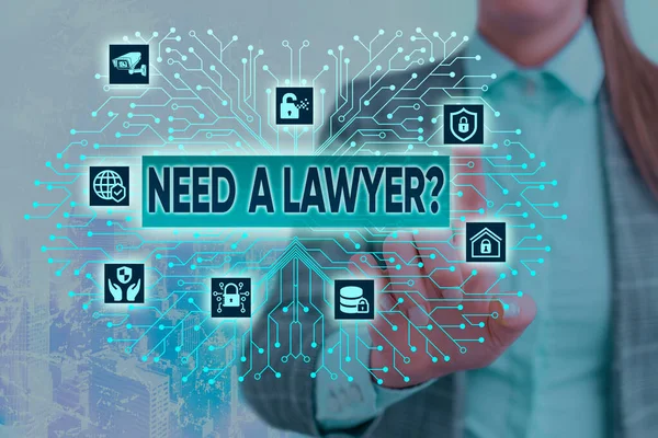 Text sign showing Need A Lawyer Question. Conceptual photo asking someone who need a legal issues and disputes. — Stock Photo, Image