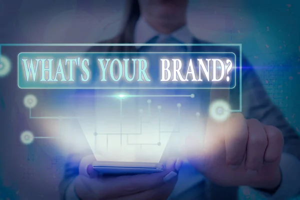 Знак с надписью What S Your Brand. Концептуальная фотография с вопросом о логотипе продукта делает или что вы общаетесь . — стоковое фото