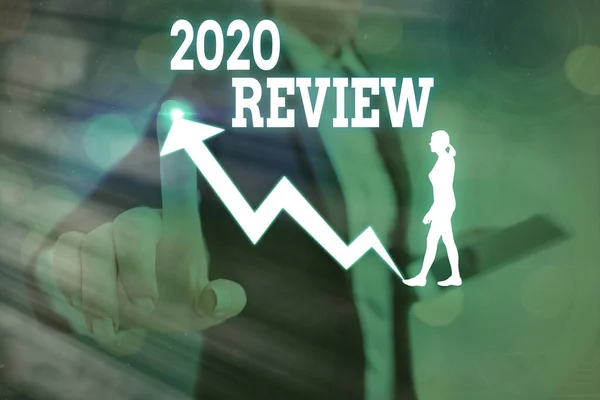 Handstilstext 2020 Review. Begreppet "nya trender och framtidsutsikter inom turism eller tjänster" för 2020. — Stockfoto