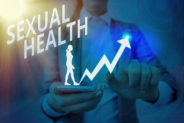 Kézírás szöveg Szexuális egészség. A szexuális kapcsolatok pozitív és tiszteletteljes megközelítése. — Stock Fotó