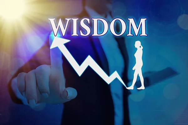 Kézírás szöveg bölcsesség. Koncepció értelmében minőségi tapasztalattal rendelkeznek a tudás és a jó ítélet valamit. — Stock Fotó