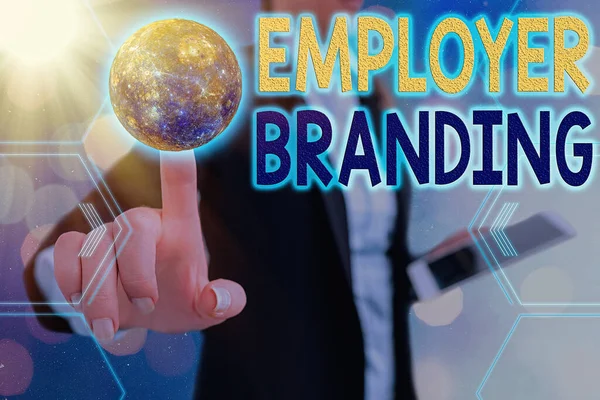 Handwriting text Employer Branding. Concept meaning promoting company employer choice to desired target group Elements of this image furnished by NASA.