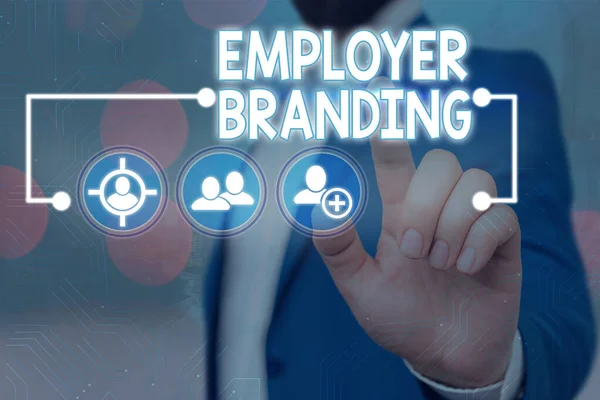 Handwriting text writing Employer Branding. Concept meaning promoting company employer choice to desired target group.