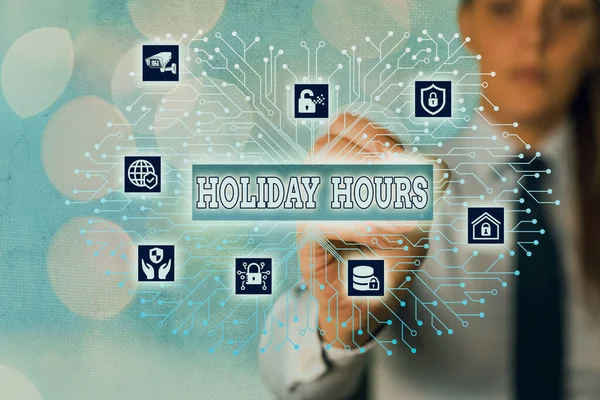 Palavra escrita texto Horas de férias. Conceito de negócio para o trabalho de horas extras para os funcionários sob horários de trabalho flexíveis . — Fotografia de Stock