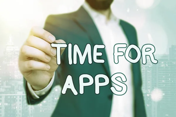 Texto de caligrafia Time For Apps. Conceito significado fazer uso de aplicação ou serviços usando as tecnologias . — Fotografia de Stock