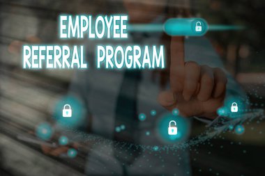 Kelime yazma metni Çalışan Tavsiye Programı. Çalışanlar için iş konsepti acemi tanıtmak için ödüllendirilir.