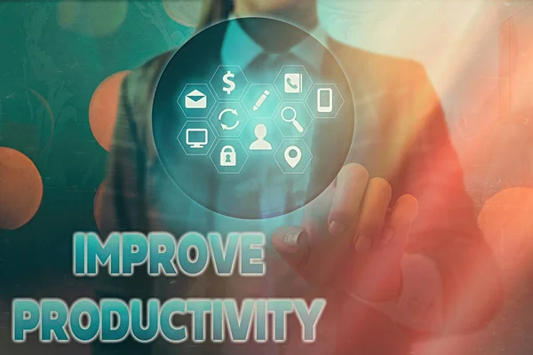 Texte d'écriture Word Améliorer la productivité. Concept d'entreprise pour augmenter l'efficacité de la machine et du processus . — Photo