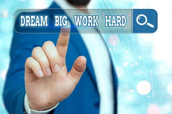 Handschrift tekst schrijven Dream Big Work Hard. Concept betekent Geloof in jezelf en volg de dromen en doelen. — Stockfoto