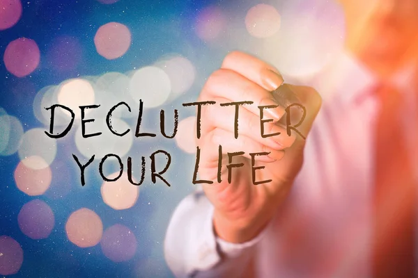 Tulisan kata Declutter Your Life. Konsep bisnis untuk menghilangkan hal-hal luar biasa atau informasi dalam hidup . — Stok Foto