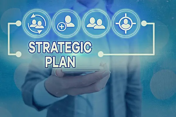 Text sign showing Strategic Plan. Conceptual photo a systematic process of envisioning a desired future. — Stock Photo, Image