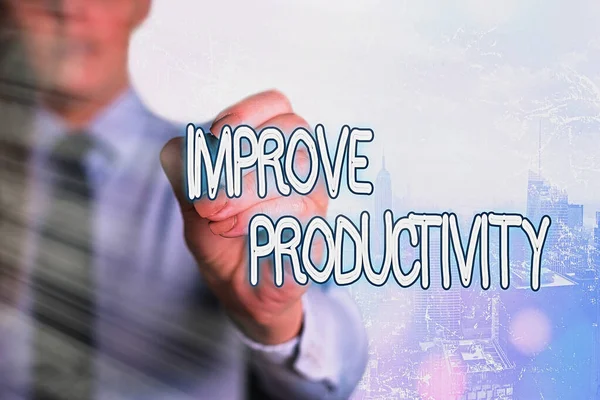 Κείμενο γραφής λέξεων Βελτιώστε την παραγωγικότητα. Επιχειρηματική ιδέα για την αύξηση της απόδοσης της μηχανής και της διεργασίας. — Φωτογραφία Αρχείου