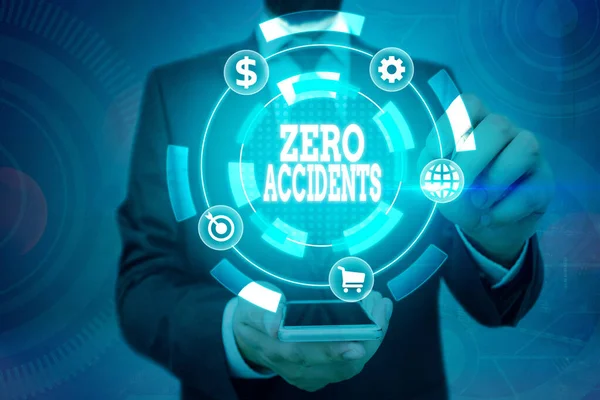Palavra escrita texto Zero Acidentes. Conceito empresarial para uma estratégia importante de prevenção de acidentes de trabalho . — Fotografia de Stock