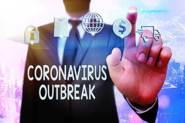 Концептуальный почерк, показывающий вспышку коронавируса. Инфекционное заболевание, вызванное открытием COVID19 . — стоковое фото
