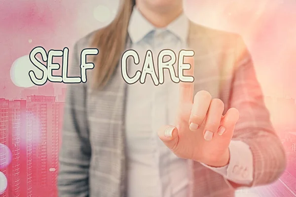 Handwriting text writing Self Care. Concept meaning practice of taking action to preserve or improve ones own health. — Stock Photo, Image