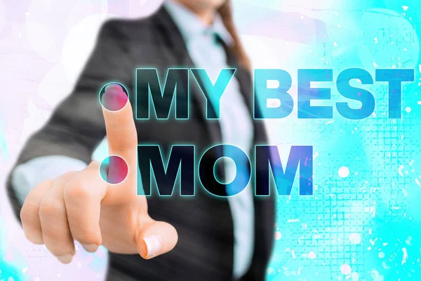 Γράφω σημείωμα που δείχνει την καλύτερη μαμά μου. Business photo showcasing Εκτίμηση για τη μητέρα σου s είναι αγάπη συναισθήματα φιλοφρόνηση. — Φωτογραφία Αρχείου