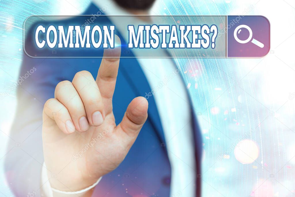 Handwriting text writing Common Mistakes Question. Concept meaning repeat act or judgement misguided making something wrong.