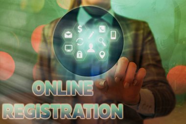 Kelime yazma metni çevrimiçi kayıt. İnternet üzerinden üye olmak ya da kayıt olmak için sistem konsepti.