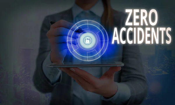 Palavra escrita texto Zero Acidentes. Conceito empresarial para uma estratégia importante de prevenção de acidentes de trabalho . — Fotografia de Stock