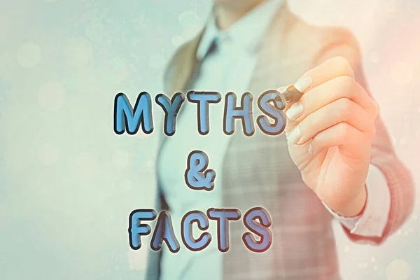 Tulisan kata Myths And Facts. Konsep bisnis untuk biasanya cerita tradisional dari peristiwa-peristiwa bersejarah seolah-olah . — Stok Foto