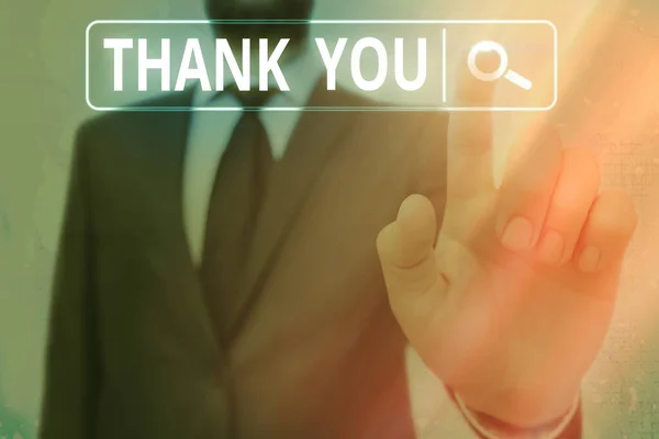 Word writing text Thank You. Business concept for a polite expression used when acknowledging a gift or service. — Stock Photo, Image